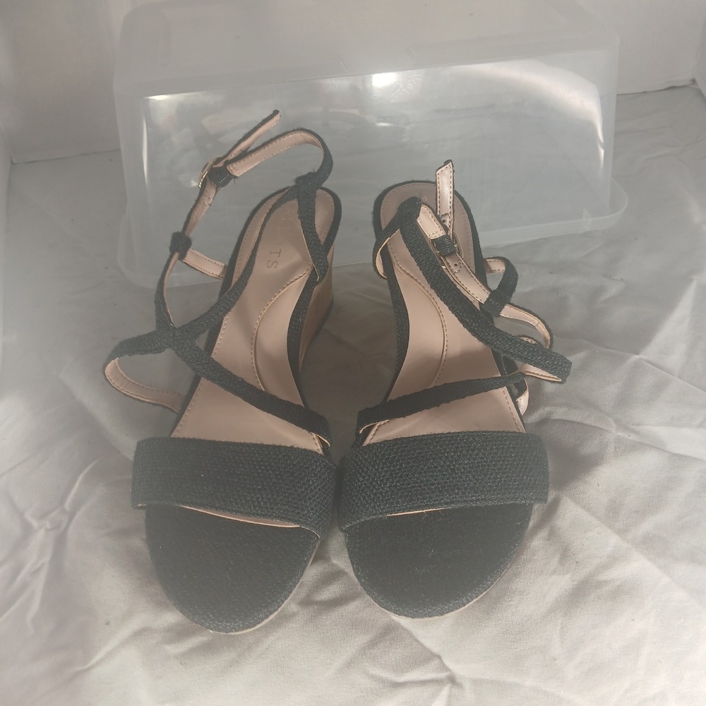 Talbots Black Woven Espadrille Wedge Sandals Women's Size 8.5M - Picture 3 of 10